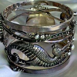 Echo of the Dreamer Sterling Silver and Pearl Cuff Bracelet